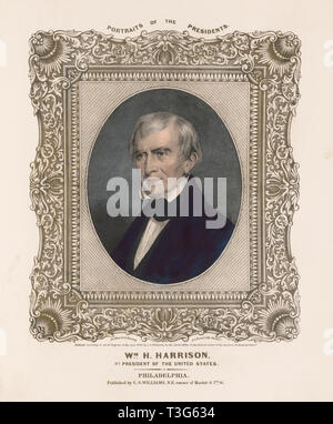 William Henry Harrison, 9. der Präsident der Vereinigten Staaten, Leben auf Stein von A. Newsam, Lithographie von A. Duval, Veröffentlicht von C.S. Williams, Philadelphia, 1846 Stockfoto