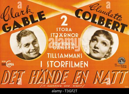 Es geschah in einer Nacht Jahr: 1934 - USA Regie: Frank Capra Clark Gable, Claudette Colbert Filmplakat (Schwedisch) Stockfoto