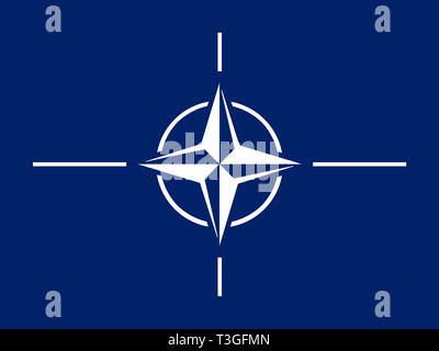 Die Flagge der Nordatlantischen Vertragsorganisation (NATO), auch Nordatlantische Allianz genannt, ist ein zwischenstaatliches Militärbündnis Stockfoto