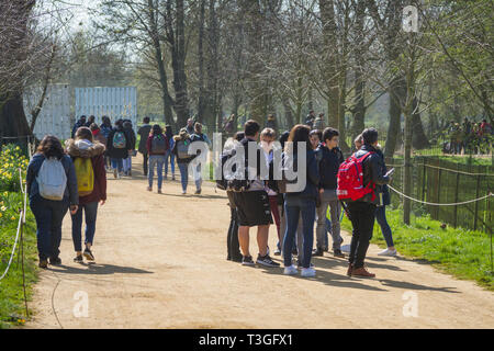 Eine große Gruppe ausländischer Schüler in Christ Church, Oxford Stockfoto