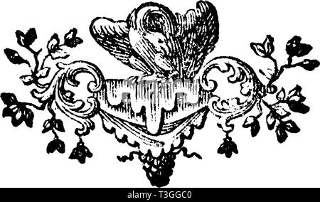 Antike Vektorzeichnung oder Gravur von klassischen Vintage floral dekorative Gestaltung von Eagle sitzen auf floralen Ornament mit Blätter und Trauben. Von Romische Historie, in Breslau 1762 gedruckt. Stock Vektor