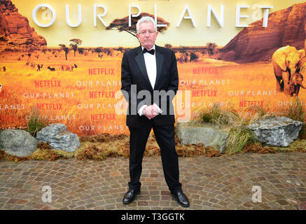 Keith Scholey Teilnahme an der Weltpremiere des Netflix unseres Planeten, am Natural History Museum, London statt. Stockfoto
