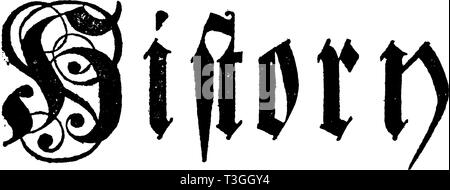 Antique vintage Vektorzeichnung oder Gravur von dekorativen Zierpflanzen text Geschichte mit ornamentalen Großbuchstabe H. aus Buch Romishe Historie, Teil 14, in Breslau, Königreich Preußen, 1762 gedruckt. Stock Vektor