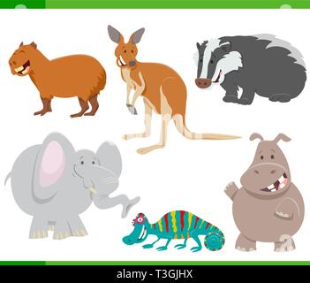 Cartoon Illustration von wild lustige Tier Zeichen fest. Stock Vektor