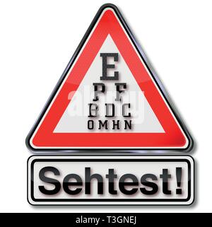 Auge Test mit großen Buchstaben und das Lesen Stock Vektor