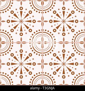 Spanisch oder Portugiesisch braunen Fliesen vector Pattern - Azulejos gefliesten nahtloses Design Stock Vektor