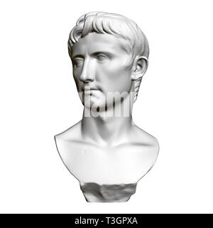 Skulpturale Portrait von Octavian August. Vorderansicht. 3D. Polygonale Büste von Octavian Augustus. Vector Illustration Stock Vektor