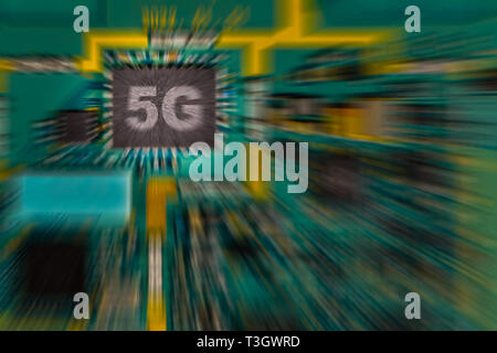 5G-Chip auf dem Gerät Print Logic Board - 5 G konzeptionelle Stockfoto