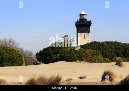 Der Leuchtturm der Strand von Espiguette im Languedoc Roussillon, Frankreich Stockfoto