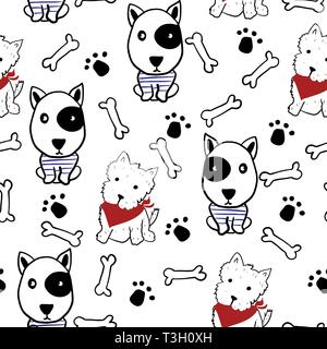 Nahtlose Muster mit Hunden gezogen. Stock Vektor