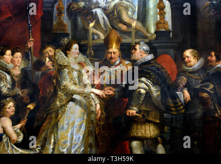 Die Hochzeit von Proxy von Marie de Medici zu König Heinrich IV. Die Marie de Medici Zyklus 1622-1624 von Peter Paul Rubens im Auftrag von Königin Marie de Medici, der Witwe von König Heinrich IV. von Frankreich, für die Luxemburg Palace in Paris, Stockfoto