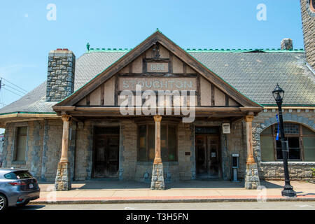 Stoughton Bahnhof wurde 1888 bei Wyman Street, Stoughton, Massachusetts, USA gebaut. Stockfoto