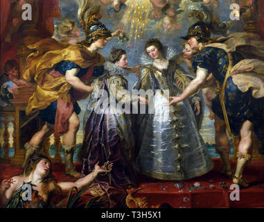 Der Austausch der Prinzessinnen an der spanischen Grenze - Die Marie de Medici Zyklus 1622-1624 von Peter Paul Rubens im Auftrag von Königin Marie de Medici, der Witwe von König Heinrich IV. von Frankreich, für die Luxemburg Palace in Paris, Stockfoto