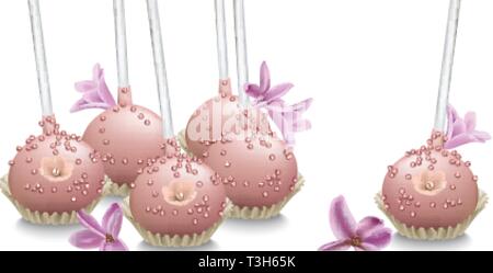 Leckere Süßigkeiten. Sommer Hochzeit Konditorei Bäckerei behandelt Vector Illustration Stock Vektor