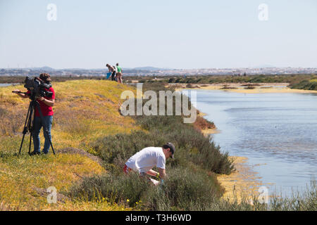 San Fernando, Cadiz, Spanien - 16. März 2019: Dutzende von freiwilligen Müll aus den Pfaden des Caño Carrascon. Dieser Weg kann als betrachtet werden Stockfoto