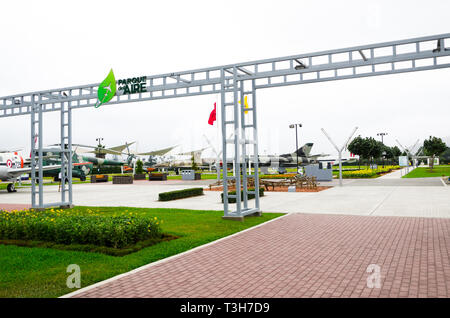 Lima, Peru, 17.Januar 2018: Thematische Air Park, wo Flugzeuge und Hubschrauber der peruanischen Luftwaffe ausgestellt Stockfoto