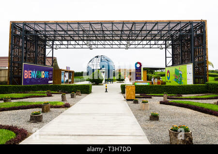 Lima, Peru, 17.Januar 2018: Stimmen für Klima ökologischer Park, ist der erste Themenpark auf den Klimawandel in Südamerika Stockfoto