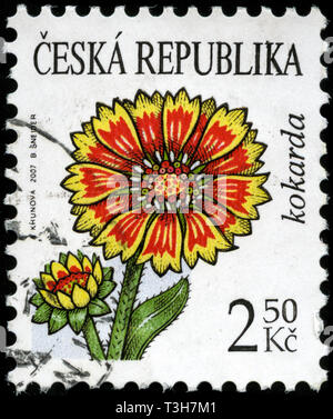 Briefmarke aus der Tschechischen Republik in die endgültigen Ausgaben - Schönheit der Blumen Serie in 2007. Stockfoto