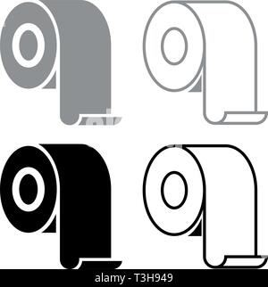 Klopapierrolle rouleau Küche Papier Papier roll Icon Set schwarz Grau Farbe Vektor-illustration Flat Style simple Image Stock Vektor