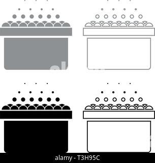 Hot Whirlpool Badewanne mit Schaum blasen Bad Badezimmer Badewanne spa Icon Set schwarz Grau Farbe Vektor-illustration Flat Style simple Image Stock Vektor