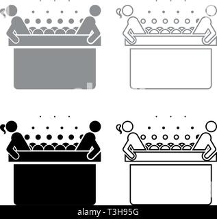 Hot Whirlpool mit Frau und Mann Whirlpool mit Schaum blasen Bad Badezimmer Badewanne spa Icon Set schwarz Grau Farbe Vektor-illustration Flat Style Stock Vektor