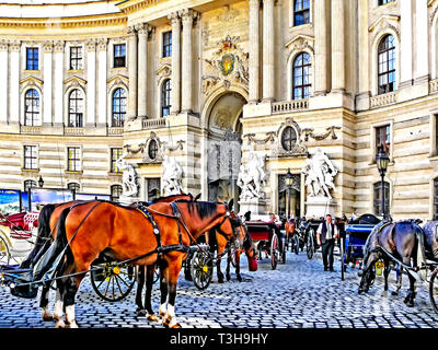 Fiaker in Wien, Österreich; Fiaker in Wien, Österreich Stockfoto