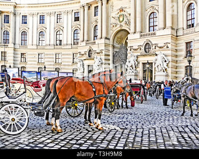 Fiaker in Wien, Österreich; Fiaker in Wien, Österreich Stockfoto