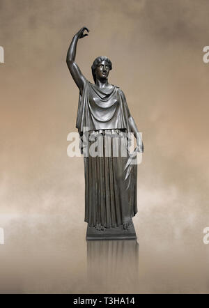 Die ursprüngliche griechische Bronze Skulptur eines tanzenden Frauen aus dem Platz Peristyl der Villa der Papyri in Herculaneum, Museum für Archäologie, Italien Stockfoto