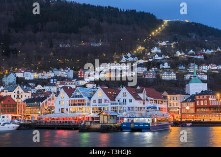 Blick auf die stadt Berg Fløyen vagen Bergen Norwegen Stockfoto