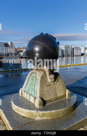Weltkrieg 1 mine Bryggen in Bergen Norwegen Stockfoto