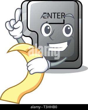 Mit der MENU-Taste geben Sie in der Karikatur isoliert Stock Vektor