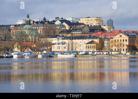 STOCKHOLM, Schweden - 09.MÄRZ 2019: Stadtbild auf einem sonnigen März Tag Stockfoto