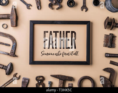 Vatertag Grußkarte Konzept. Flach. Stockfoto