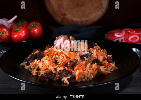 Usbekischen Nationalgericht. Pilav. Usbekischer pilaw. Stockfoto