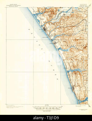 USGS TOPO Karte Kalifornien CA Oceanside 298383 1901 62.500 Wiederherstellung Stockfoto