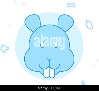 Hamster eben Vektor Icon. Pet- und PET-Abbildung. Licht Flat Style. Blue Monochrome Design. Editierbare Schlaganfall. Einstellung der Strichstärke. Stock Vektor