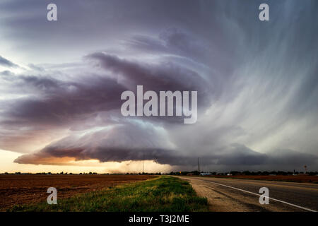 Supercell-Gewitter in der Nähe von Lamesa, Texas Stockfoto