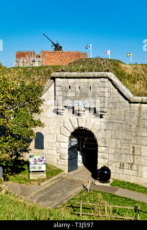 Nothe Fort in Dorchester, Dorset, England, ist am Ende der Nothe Halbinsel, die nach Osten ragt aus der Stadt Weymouth gelegen, in das Meer Stockfoto