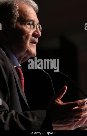 Modena, Italien, April 2019 - Romano Prodi, öffentliche Konferenz über die Zukunft der Europäischen Union Stockfoto