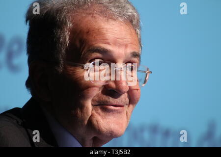 Modena, Italien, April 2019 - Romano Prodi, öffentliche Konferenz über die Zukunft der Europäischen Union Stockfoto