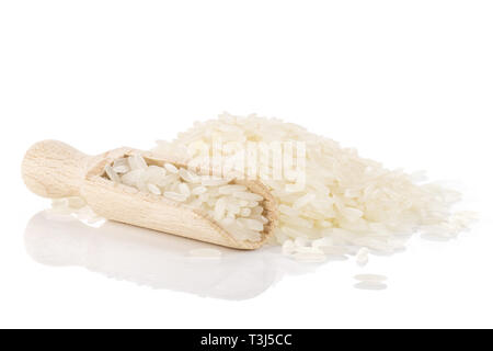 Menge ganze White Jasmine Reiskörnern isoliert auf weißem Hintergrund Stockfoto