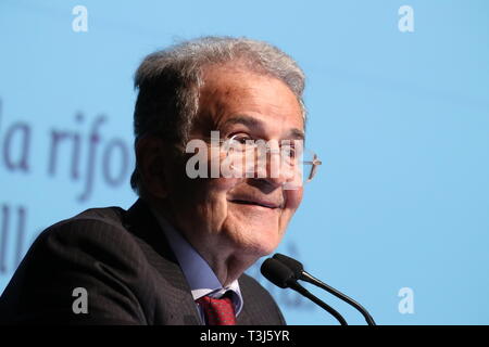 Modena, Italien, April 2019 - Romano Prodi, öffentliche Konferenz über die Zukunft der Europäischen Union Stockfoto