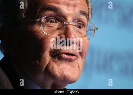 Modena, Italien, April 2019 - Romano Prodi, öffentliche Konferenz über die Zukunft der Europäischen Union Stockfoto