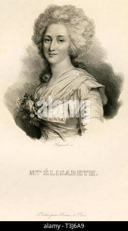Europa, Frankreich, Madame Élisabeth oder élisabeth Philippe Marie Hélène de Boubon, Schwester von Ludwig XVI. , Kupferstich von Hopwood, wahrscheinl Stockfoto