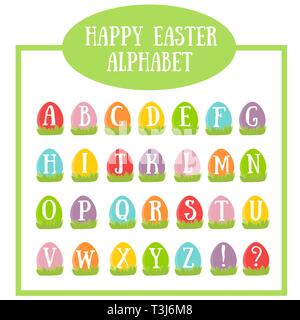 Englische Alphabet. Vector Illustration von Ostern Alphabet. Buchstaben in der Ostereier. Stock Vektor
