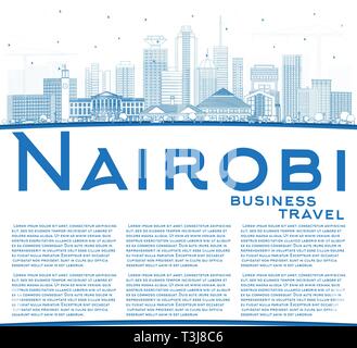 Umrisse Nairobi Kenia Skyline der Stadt mit blauen Gebäude und Kopieren. Vector Illustration. Business Travel und Konzept mit moderner Architektur. Stock Vektor