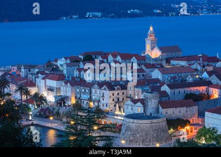 Altstadt von Korcula, Insel Korcula, kroatische Adriaküste, Dalmatien, Kroatien Stockfoto