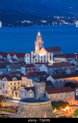 Altstadt von Korcula, Insel Korcula, kroatische Adriaküste, Dalmatien, Kroatien Stockfoto