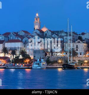 Altstadt von Korcula, Insel Korcula, kroatische Adriaküste, Dalmatien, Kroatien Stockfoto