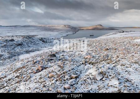 Schoner Antigua Anker, Snaddvika, Murchisonfjord, Nordaustland, Spitzbergen, Svalbard und Jan Mayen, Norwegen Stockfoto